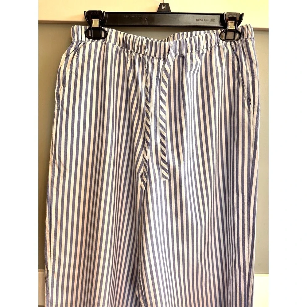 Rails Emmie Blue White 100% Cotton Wide Legs Pants M wide-leg high-rise Light